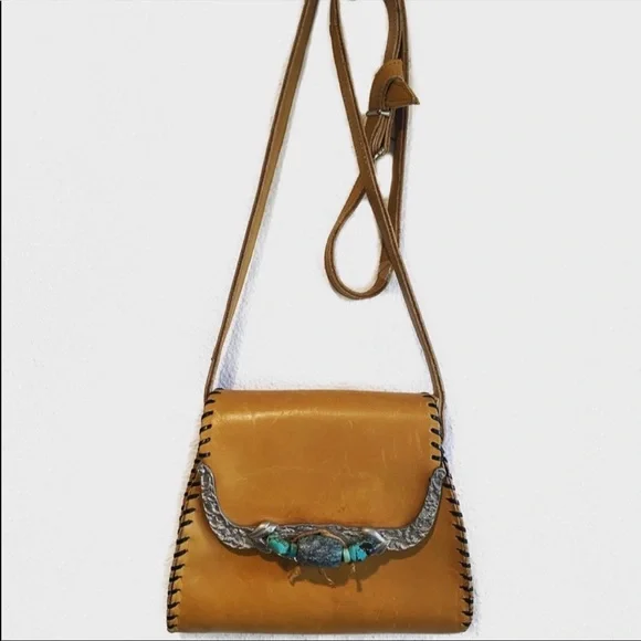 Vintage Leather Turquoise Bag - Picture 1 of 4